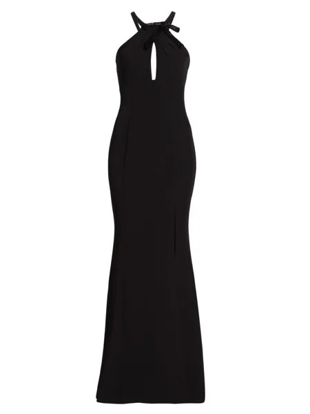 Платье с вырезом халтер Marchesa Notte, черный