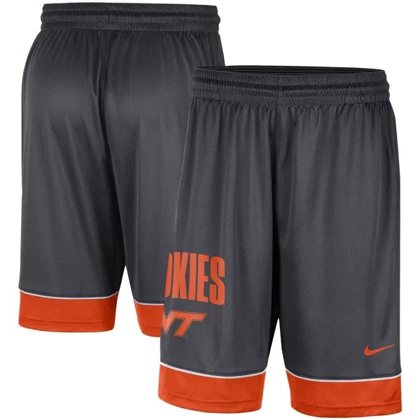 Мужские темно-серые/оранжевые шорты Virginia Tech Hokies Fast Break Nike