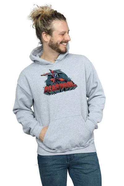 Толстовка с логотипом Deadpool Sword Marvel, серый
