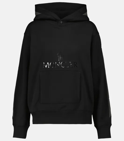 Худи с логотипом из хлопка MONCLER, черный