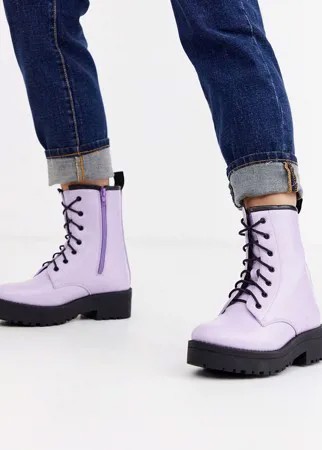Сиреневые ботинки в стиле милитари Truffle Collection-Фиолетовый