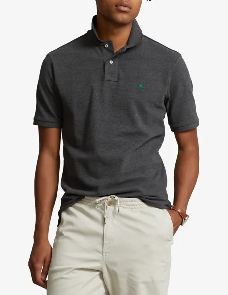 Рубашка поло узкого кроя с короткими рукавами Ralph Lauren, серый