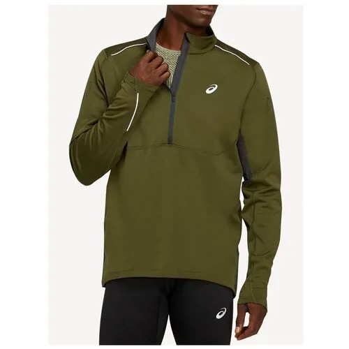 Куртка ASICS для бега, средней длины, силуэт прямой, светоотражающие элементы, без капюшона, без карманов, размер XL, зеленый