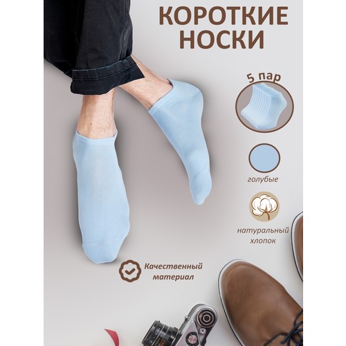 Носки Годовой запас носков, комплект, 5 пар, размер 27 (41-43), голубой