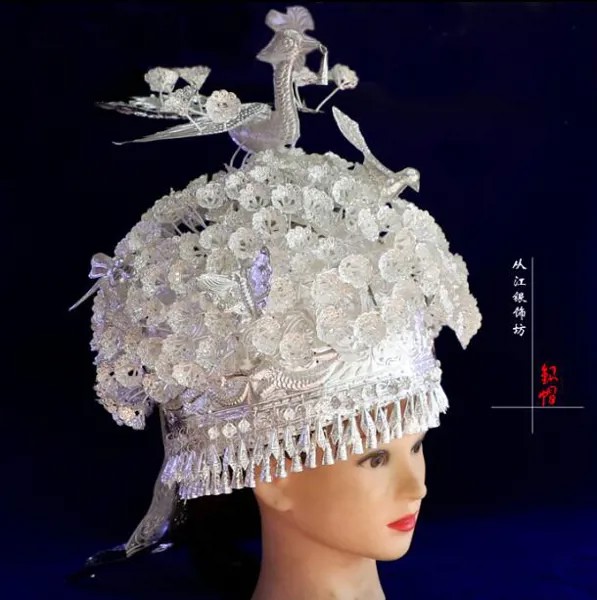 Женская шляпа в китайском стиле, серебряного цвета