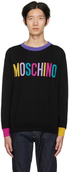 Черный свитер с цветными блоками Moschino