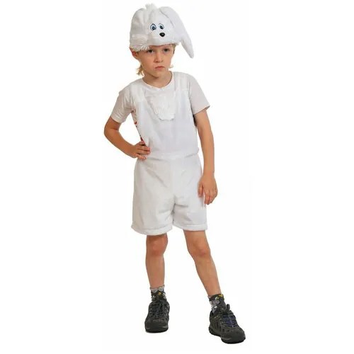 Карнавальный костюм Зайчик белый плюш дет. рост 92 - 122см., 3 - 6лет , КарнавалоФФ