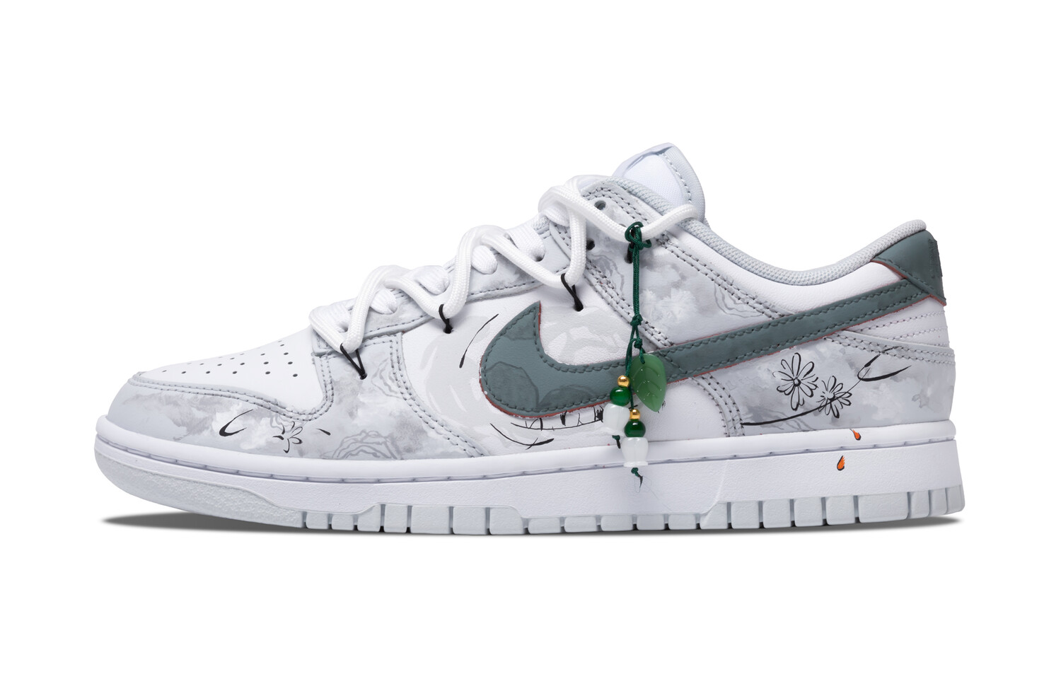 Кроссовки Nike Dunk Skateboarding Shoes Unisex Low-top White/Gray/Green, зеленый