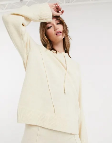 Кремовый трикотажный худи в стиле oversized от комплекта ASOS DESIGN-Розовый