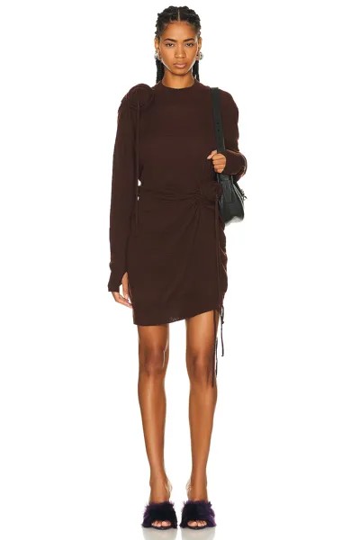Платье Burberry Draped Long Sleeve, цвет Treacle