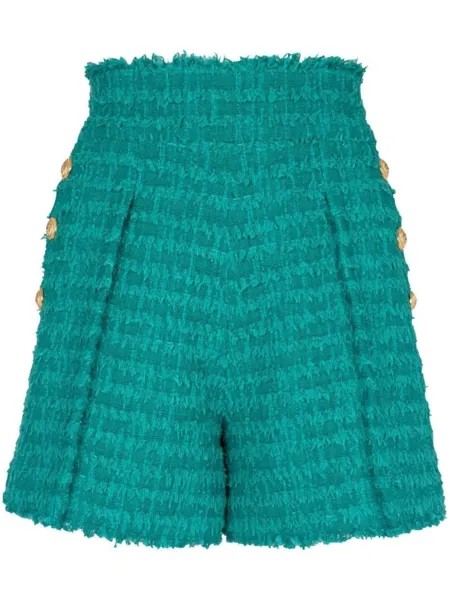 Balmain твидовые шорты, зеленый