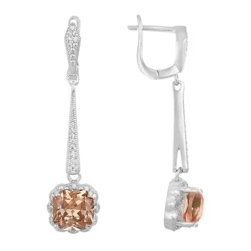 Серьги Серена-Сильвер, серебро, 925 проба, фианит, оранжевый
