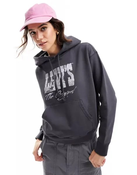 Черная худи с логотипом на груди Levi's