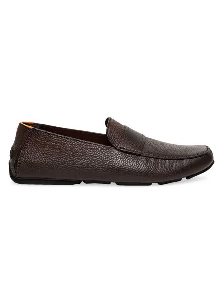 Кожаные мокасины без шнурков Santoni, коричневый