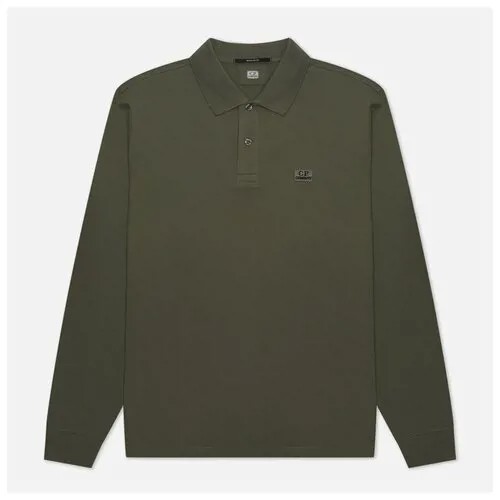 Мужской лонгслив C.P. Company Stretch Piquet Polo зелёный, Размер XL