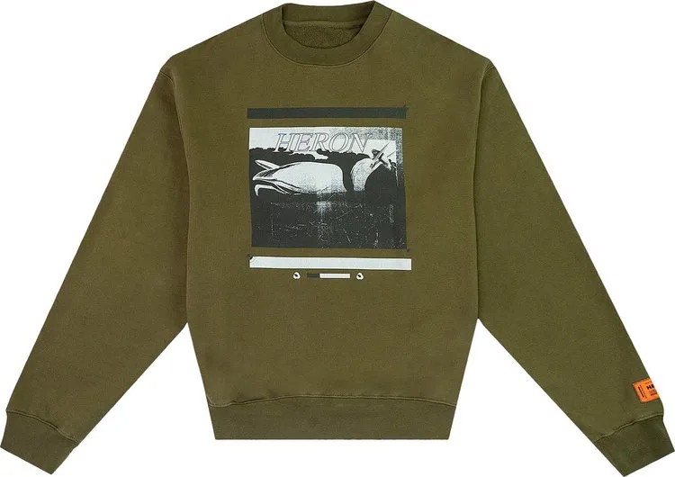 Толстовка Heron Preston Misprinted Heron Crewneck 'Dark Olive/Black', зеленый