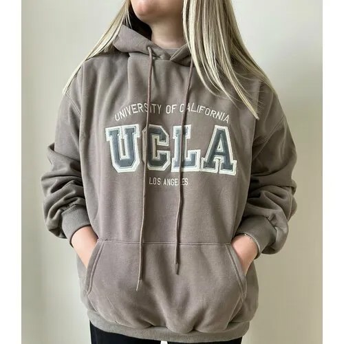 Худи UCLA, размер oversize, коричневый