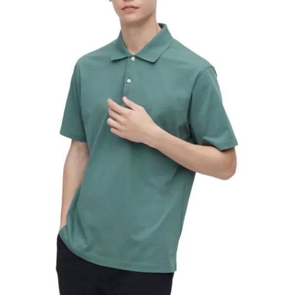 Рубашка поло унисекс зеленая Uniqlo, зеленый