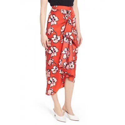 Lewit Женская шелковая юбка с искусственным запахом и цветочным принтом, цветочный принт, 6 шт.