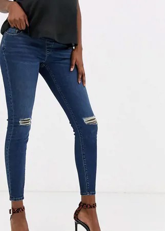 Синие джинсы скинни с рваными коленями ASOS DESIGN Maternity ridley-Синий