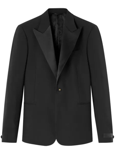 Versace однобортный пиджак Duchesse с атласной отделкой, черный