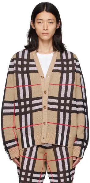 Бежевый кардиган в клетку Archive Burberry