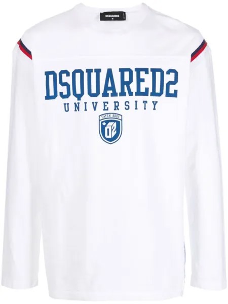 Dsquared2 University-print long-sleeve T-shirt, белый