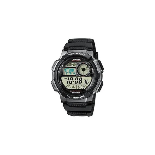 Мужские наручные электронные часы с черным резиновым ремешком  Casio AE-1000W-1BVEF