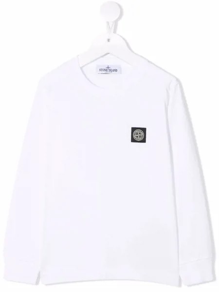 Stone Island Junior футболка с длинными рукавами и нашивкой-логотипом