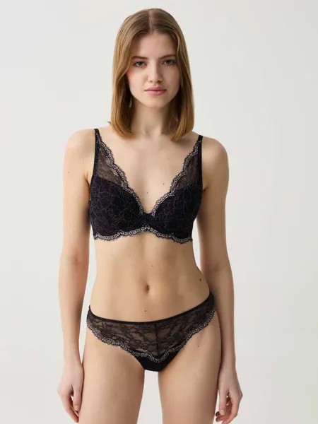 Трусики из кружева с цветочным принтом Ovs, цвет black