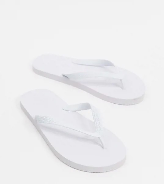 Белые шлепанцы для широкой стопы ASOS DESIGN-Белый
