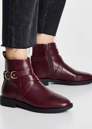 Бордовые ботинки на плоской подошве ASOS DESIGN Abby-Красный