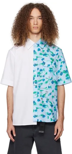 Сине-белая рубашка с цветочным принтом Marni