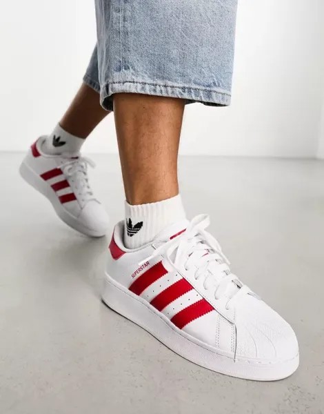 Бело-красные кроссовки adidas Originals Superstar XLG