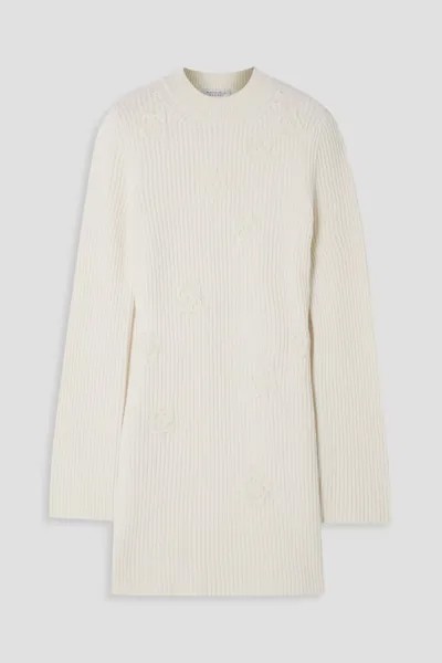 Кашемировый свитер в рубчик Gloria с отделкой крючком Gabriela Hearst, цвет Off-white