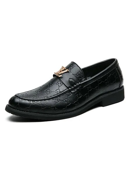 Milanoo Men's Monk Strap Stamp Loafers in Black