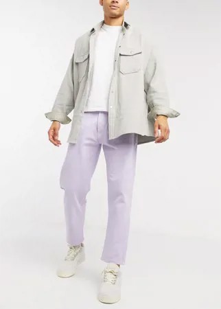 Сиреневые зауженные брюки из твила Albam-Фиолетовый