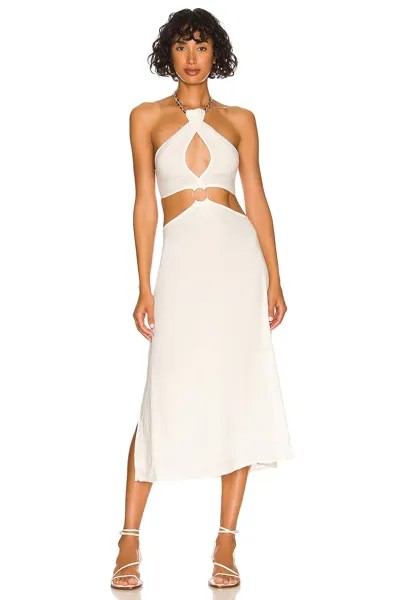 Платье миди WeWoreWhat Shell Chain Halter, белый