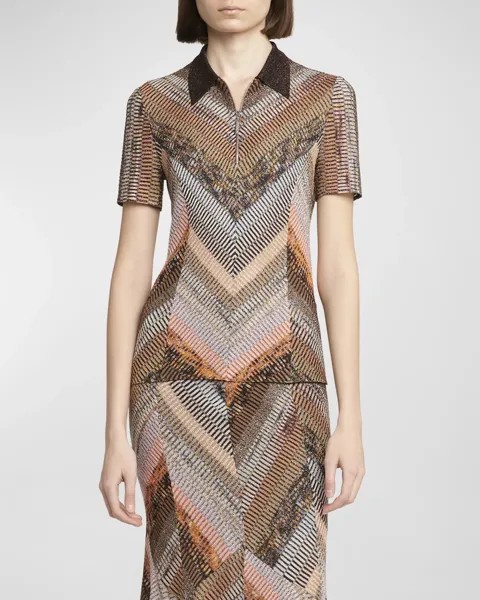 Футболка-поло с молнией спереди и шевроном Missoni, цвет S80Bzmulticolor Spa