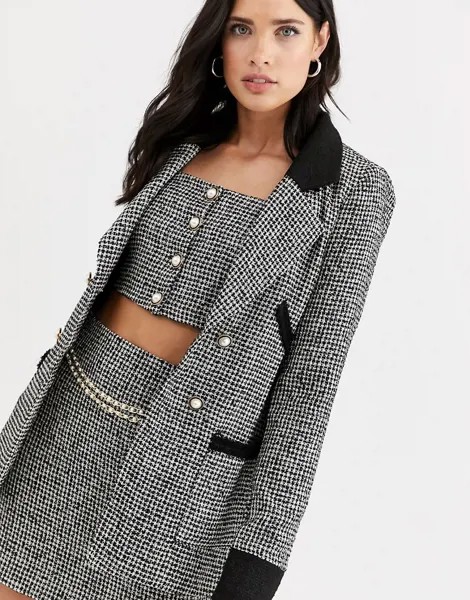 Пиджак из комплекта с контрастным воротником и манжетами Fashion Union-Мульти