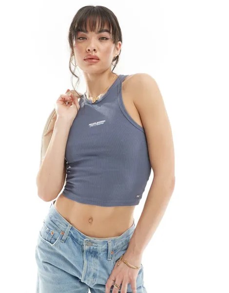 Темно-синяя майка с рисунком гонщиков Pull&Bear 'Never Ending'