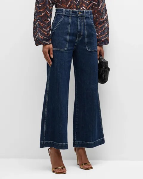 Укороченные джинсы широкого кроя Theodora Ramy Brook, цвет Dark Wash