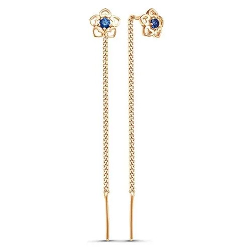 Серьги цепочки The Jeweller, красное золото, 585 проба, фианит