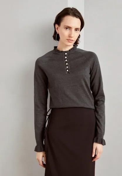 Свитер Sweater Saina Frill And Buttons Lindex, цвет dark grey melange