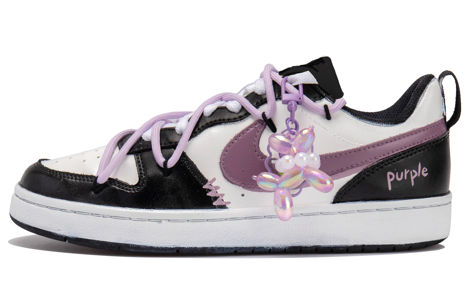 Кроссовки Nike Court Borough Skateboarding Shoes Women's Low-top Black/white/purple, красный