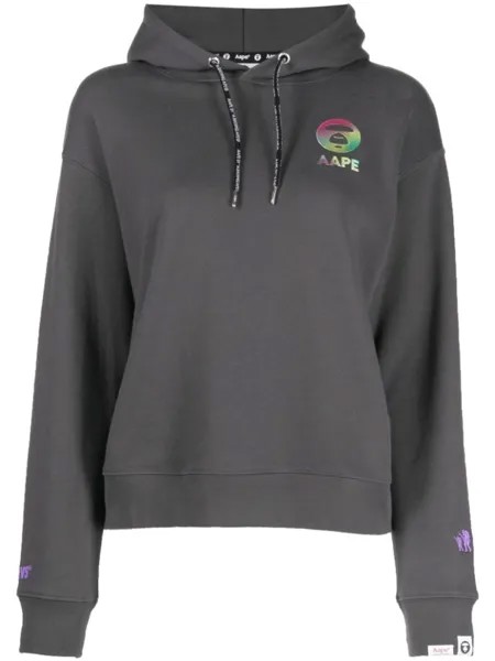 Худи из хлопка с тисненым логотипом AAPE BY *A BATHING APE, серый