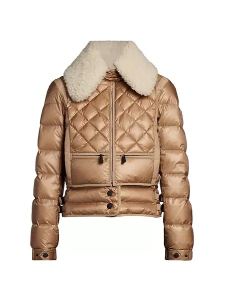 Пуховик из овчины Apres Ski Chaviere Moncler Grenoble, бежевый