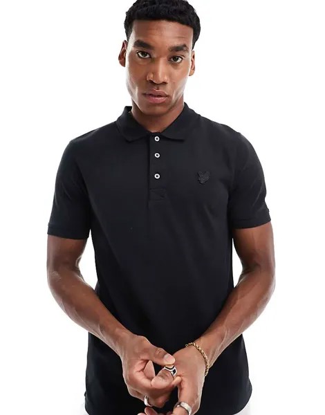 Черная рубашка-поло с короткими рукавами Lyle & Scott Tonal Eagle