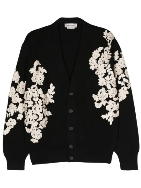 Alexander McQueen кардиган с цветочной вышивкой, черный
