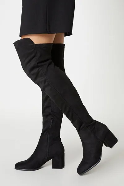 Стретч-сапоги Kelly выше колена Dorothy Perkins, черный